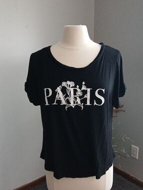 Black 'Paris' Short Sleeve Graphic Tee